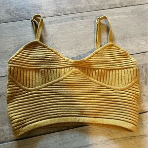 aerie Ribbed Mustard Crop Tank